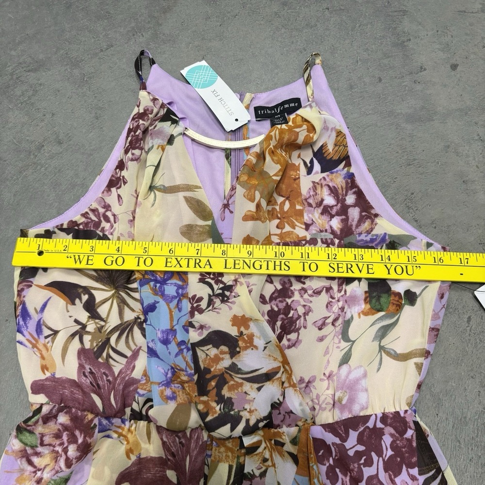 Tribal Femme Women's Maxi Dress Sleeveless Lined Floral in Iris Size Small Boho - Picture 8 of 12